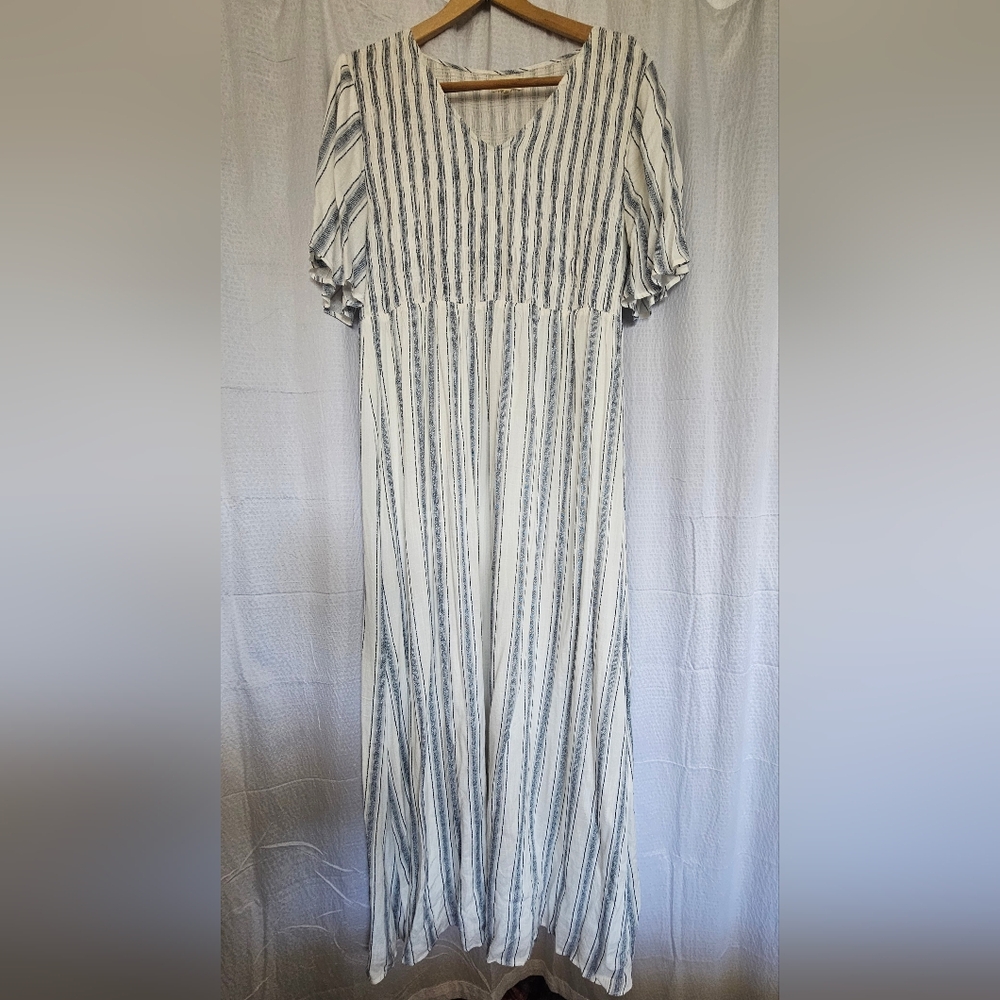 White Pleated Tiered Puff Sleeve Sundress